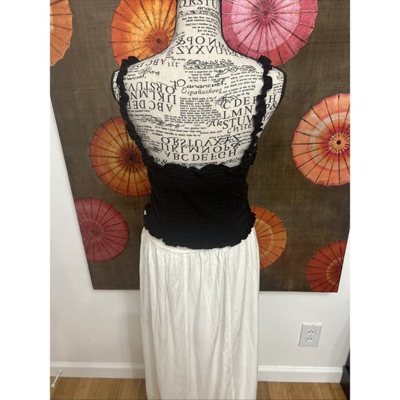 Moa Moa Black Ruffle Trim Tank Top Resort Lounge Street Chic Goth Sz L - Picture 3 of 5